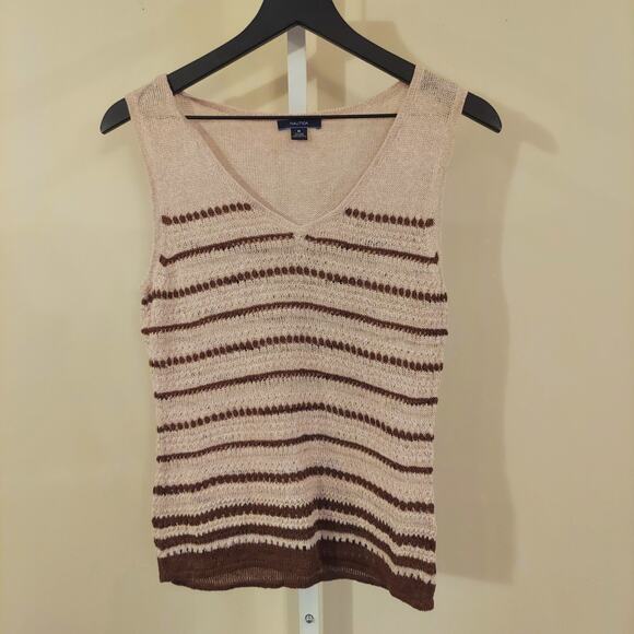 Nautica Cardigan Set Medium Linen Blend Open Crochet Boho Beach Cottage - Picture 12 of 12